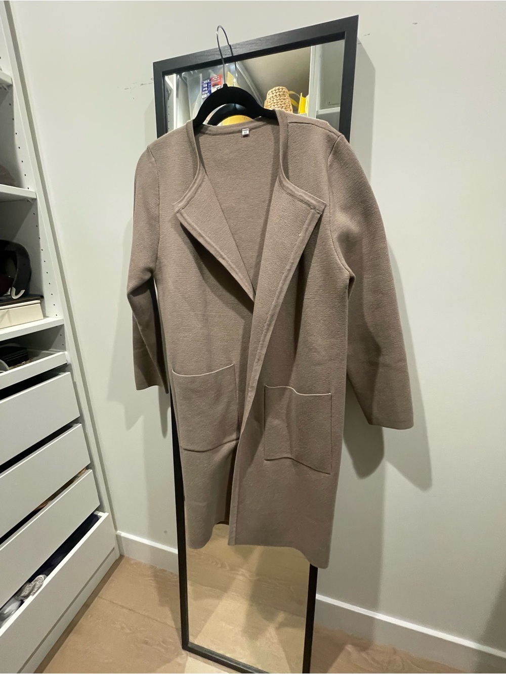 Taupe Open-Front Midi Soft Coat